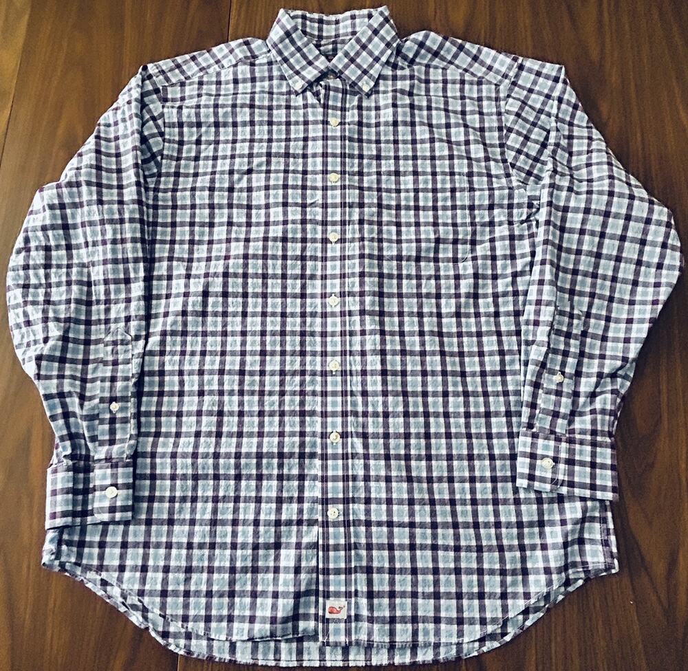 Vineyard Vines Murray Shirt Long-Sleeve Button-Down Blue/Purple Check - Men’s L